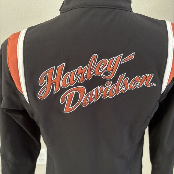 Harley Davidson Black Orange Full Zip Jacket Soft Shell Women’s Size Medium - Picture 10 of 16